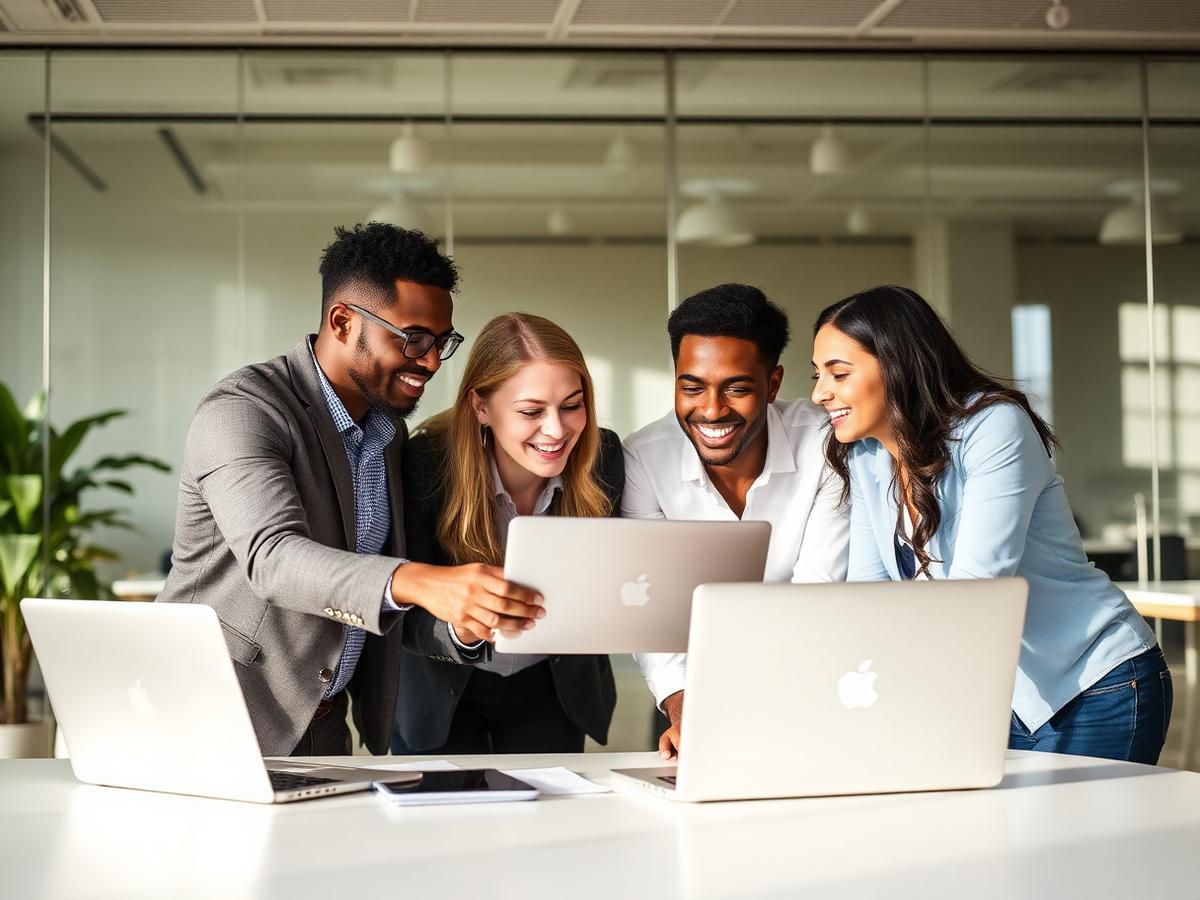 Team collaborating in a modern office